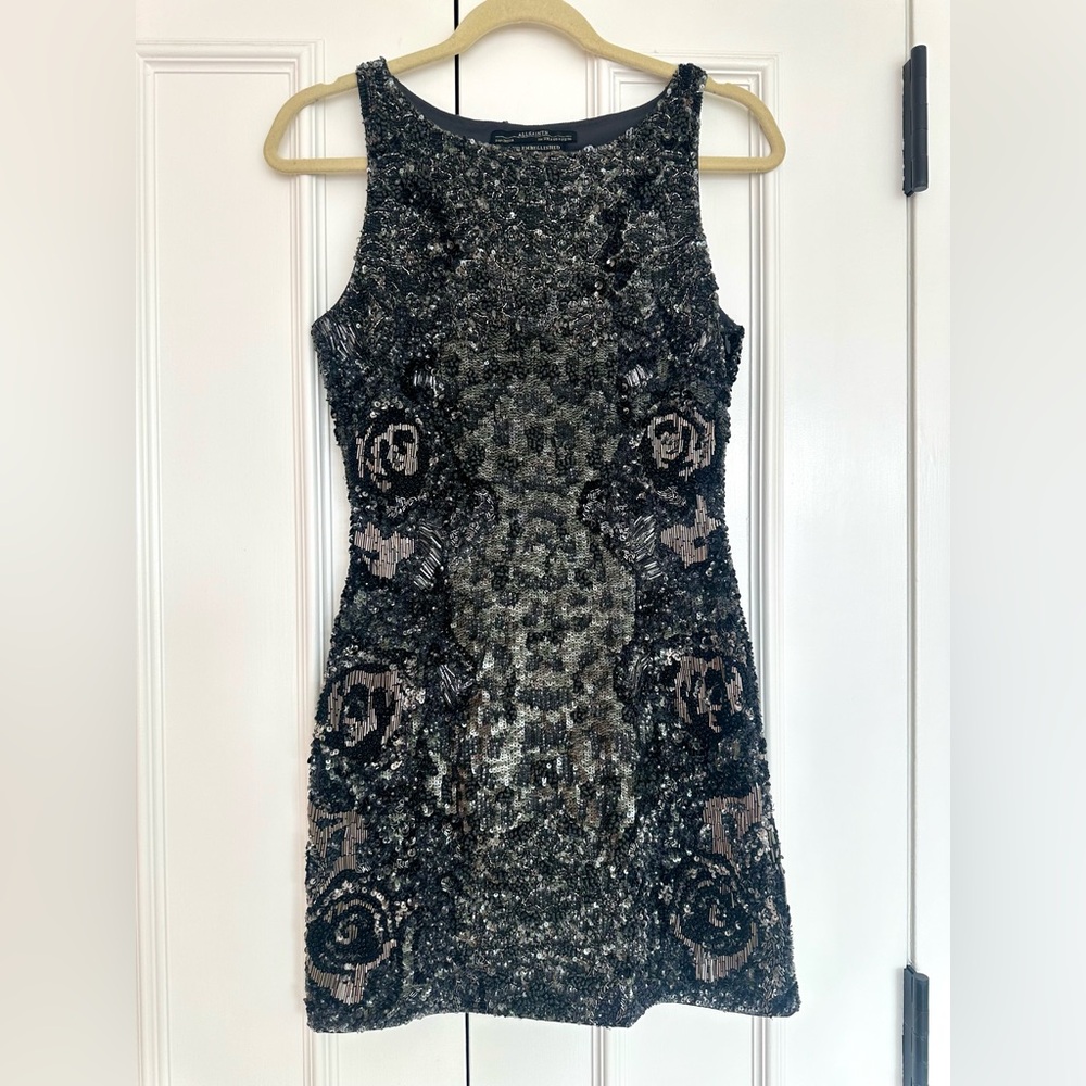 All Saints Embellished Sequin Mini Dress